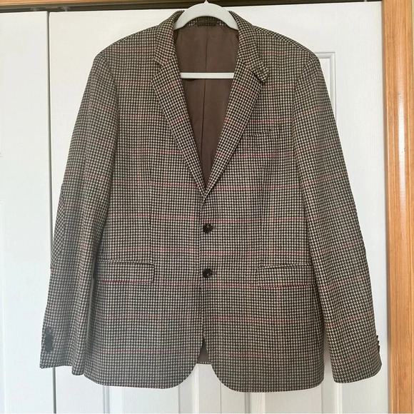 Hugo Boss 42R jacket virgin wool blend sport coat elbow patch blazer - Picture 1 of 8